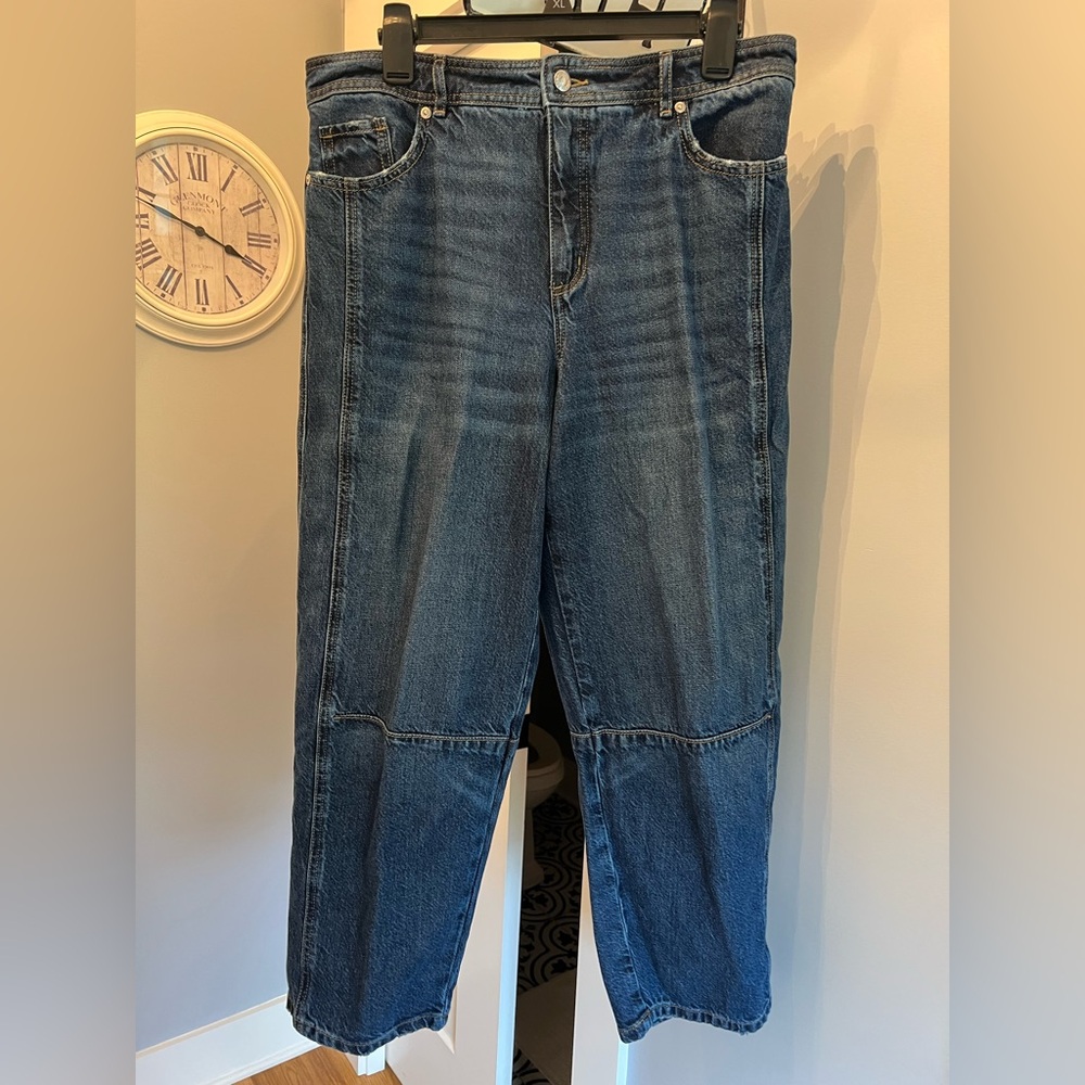 Ladies Loft dark denim barrell jeans